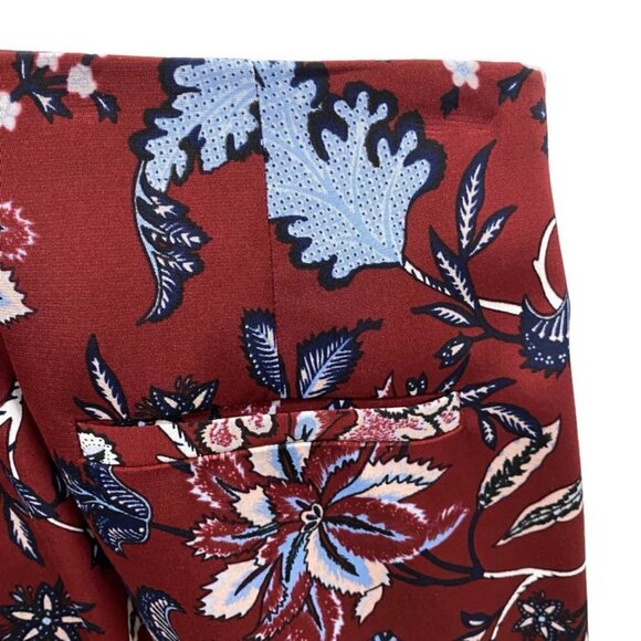 Diane Von Furstenberg Burgundy w/Blue Floral Pants - Picture 3 of 4